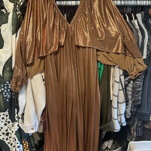 Elegant Long Sleeve Brown Dress